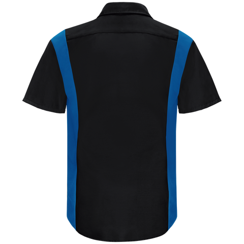 Men's Short Sleeve Performance Plus Shop Shirt With Oilblok Technology Black / Royal Blue Mesh