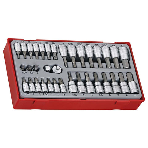 Teng 35pc 1/4 & 3/8in Dr. Bits Socket Set - TC-Tray